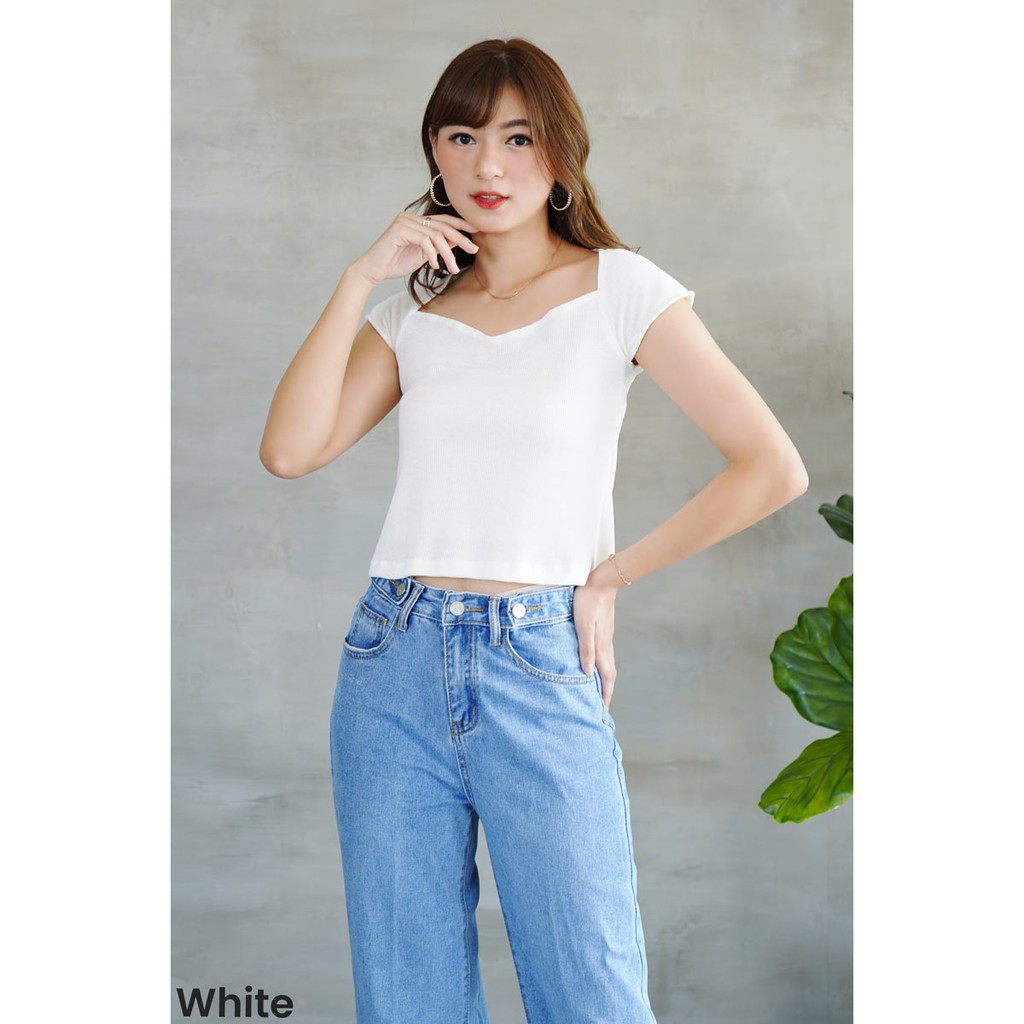 Felicia Knit crop Top Atasan Wanita Blouse