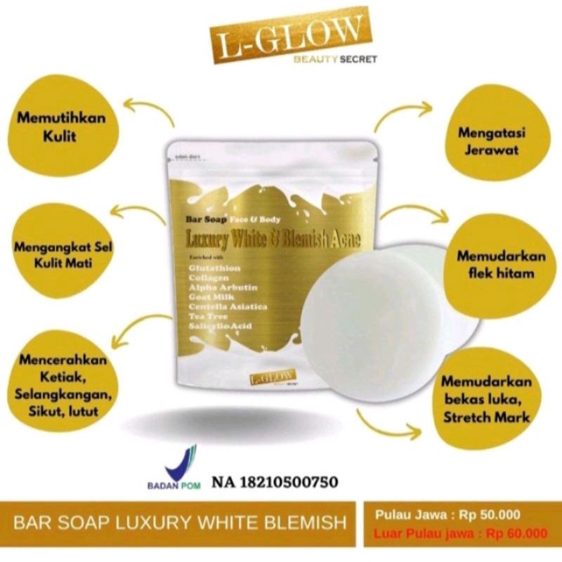 LGLOW BAR SOAP LUXURY WHITE & BLEMISH ACNE