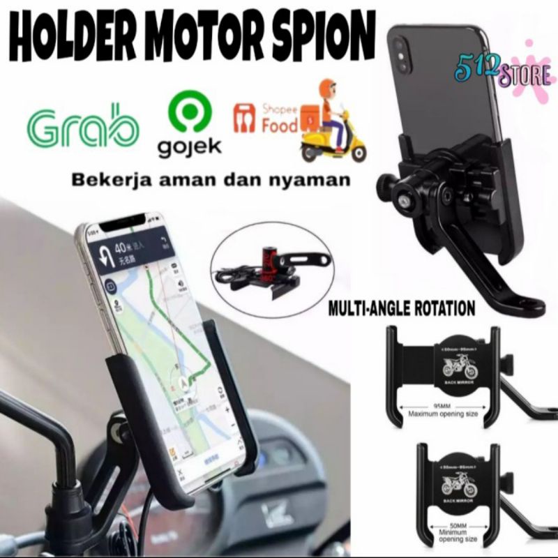 Holder Motor Spion - Holder Hp Untuk Motor - Phone Holder Motor - Stand Holder Motor