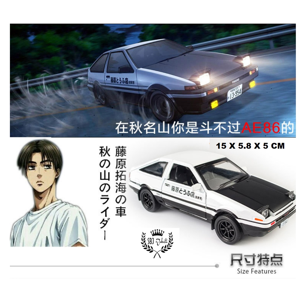 DIECAST MINIAUTO TOYOTA AE86 TRUENO INITIAL D Skala 1:28  ada BOX AKRILIK