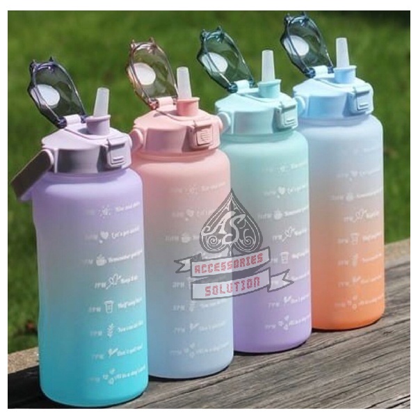 (AS) BOTOL MINUM 2L viral 2000ML KOREA MOTIVASI WAKTU DIY STICKER - RAINBOW