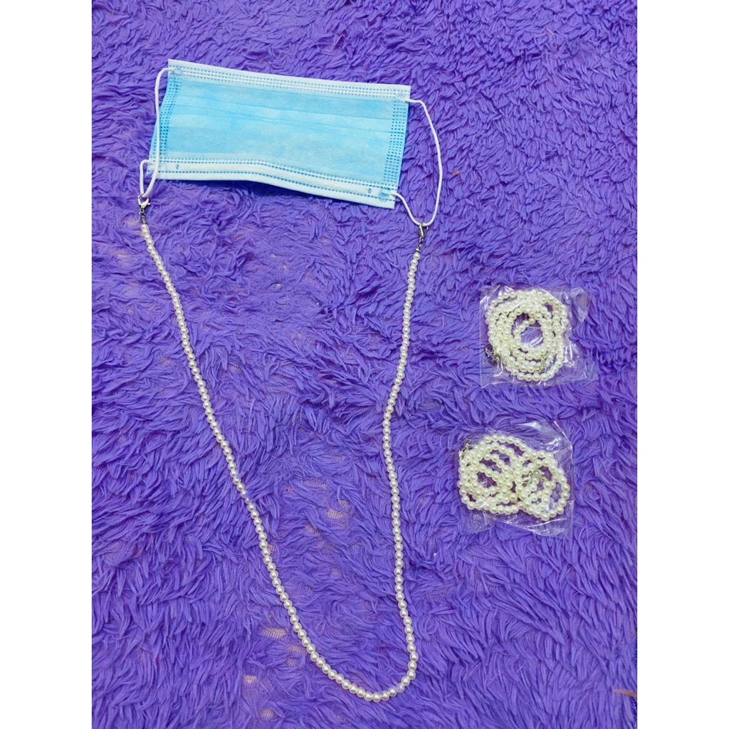 Strap KODE CY158 Masker/ Tali kacamata / kalung Mutiara / Tali Holder Masker Wajah Hias Mutiara