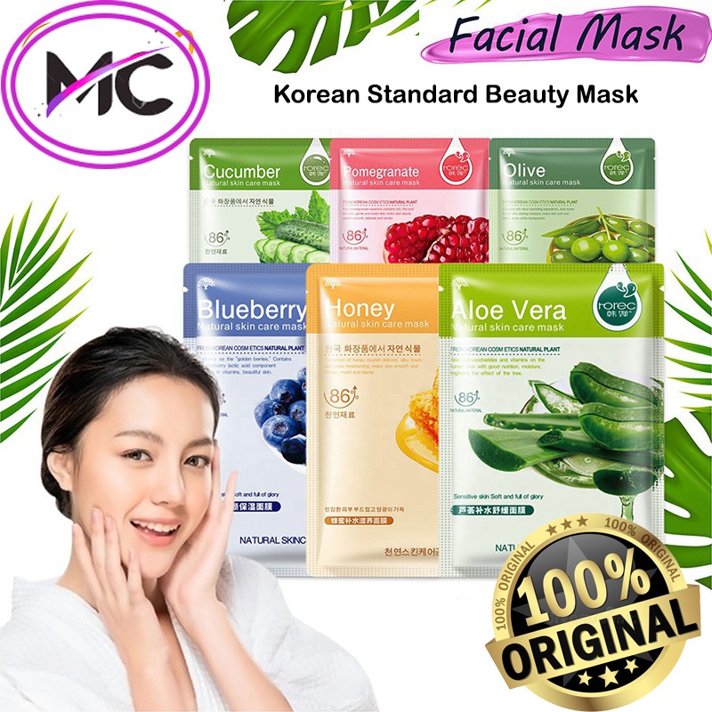 Masker Wajah Korea Beauty Korean Standard Murah Original Natural Sheet Mask Rorec HC Hana Asli Perawatan Muka Pencerah Pelembab Pemutih