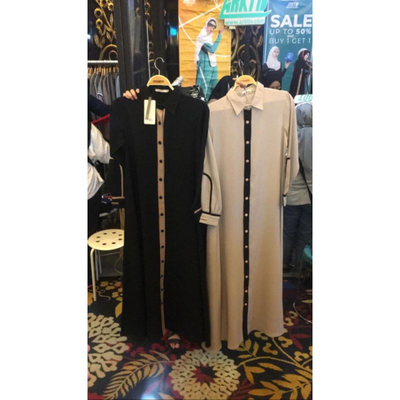 zanira dress by shararea hitam m plus bergo hitam
