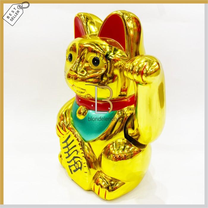 Patung Kucing Hoki Keberuntungan Rejeki Lucky Cat Gold Baterai China