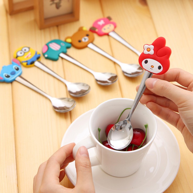 Retaily HL0004 Sendok Teh Mini Karakter Cartoon Kecil Stainless