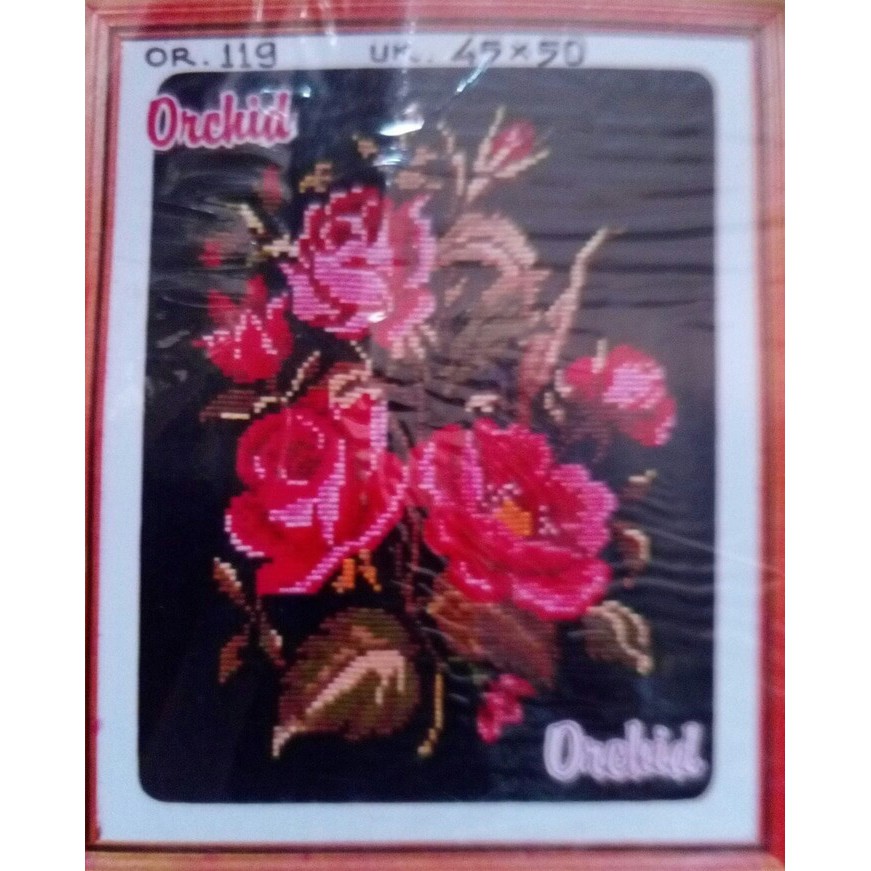 KRUISSTEEK KRISTIK ORCHID MOTIF BUNGA or 119