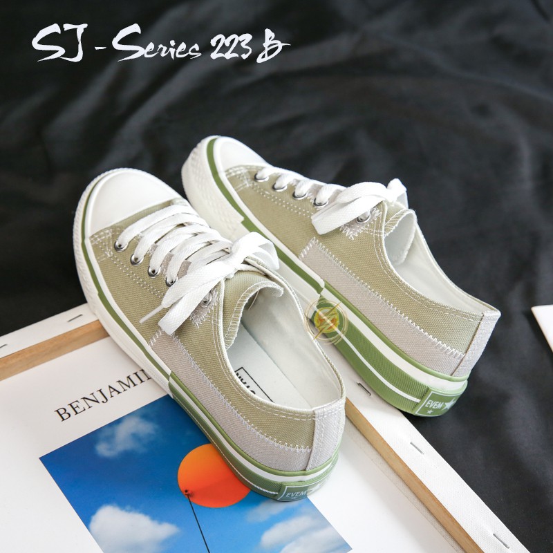 [NOOS] (FREE BOX)  Sepatu Sneakers Wanita Casual Wear Back To School Import Kualitas Super Premium-223 B - Green