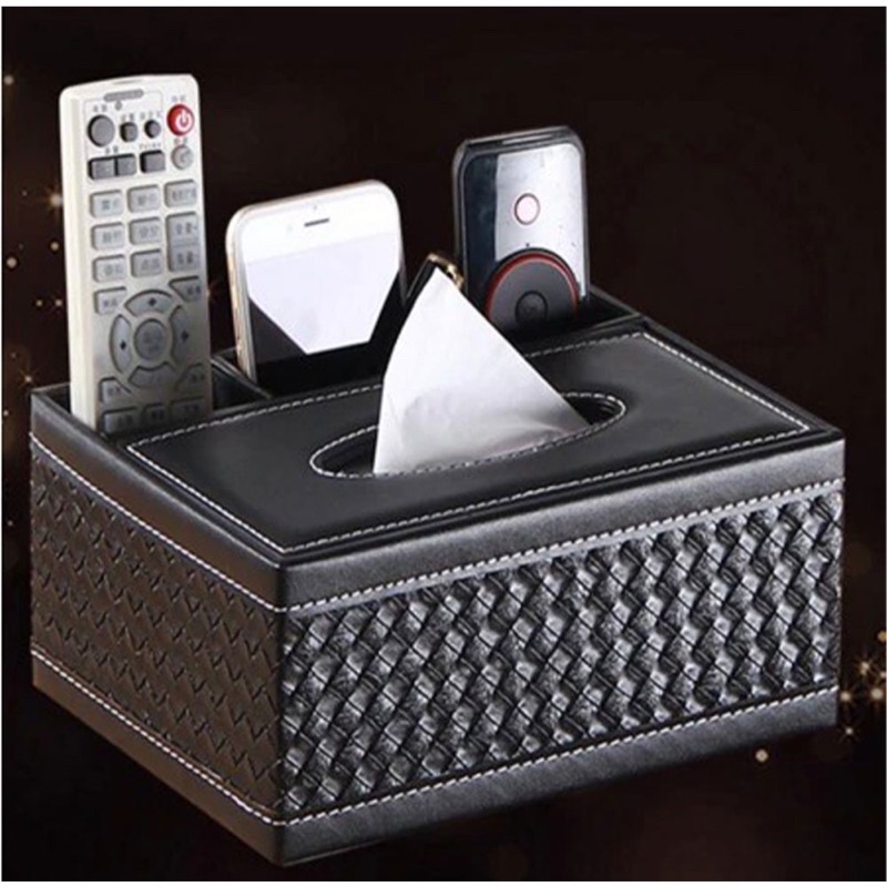 ACRDDK Kotak Tisu Kulit Multifungsi Tissue Box Cosmetic Organizer - 34013 - Black