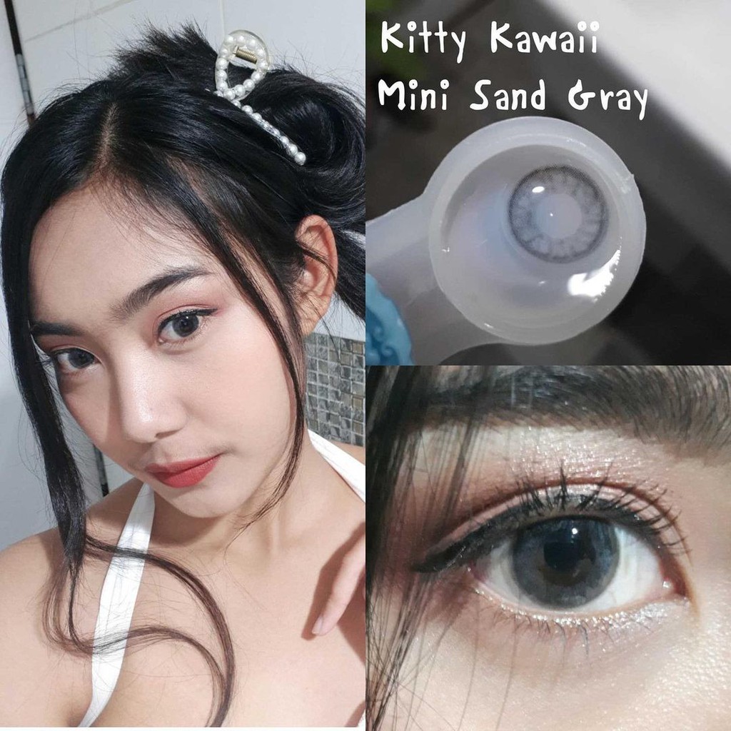 Softlens Kitty Kawaii Mini Sand Warna Gray dan Brown bisa Minus