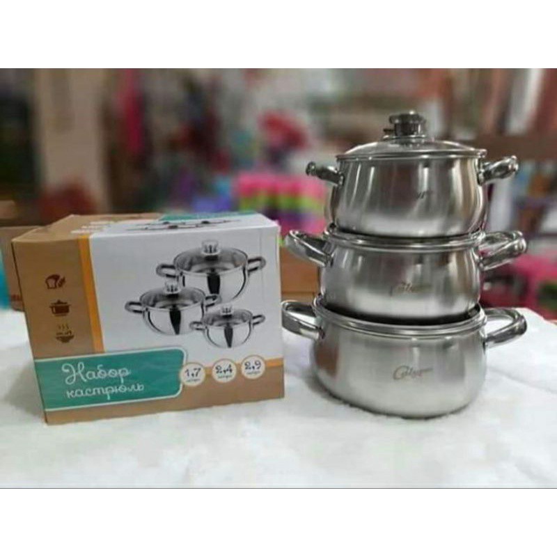 PANCI LABU CALYPSO / PANCI SOUP CALYPSO TEBAL DENGAN TUTUP KACA KUAT / PANCI STAINLESS MEWAH / HAF_Store