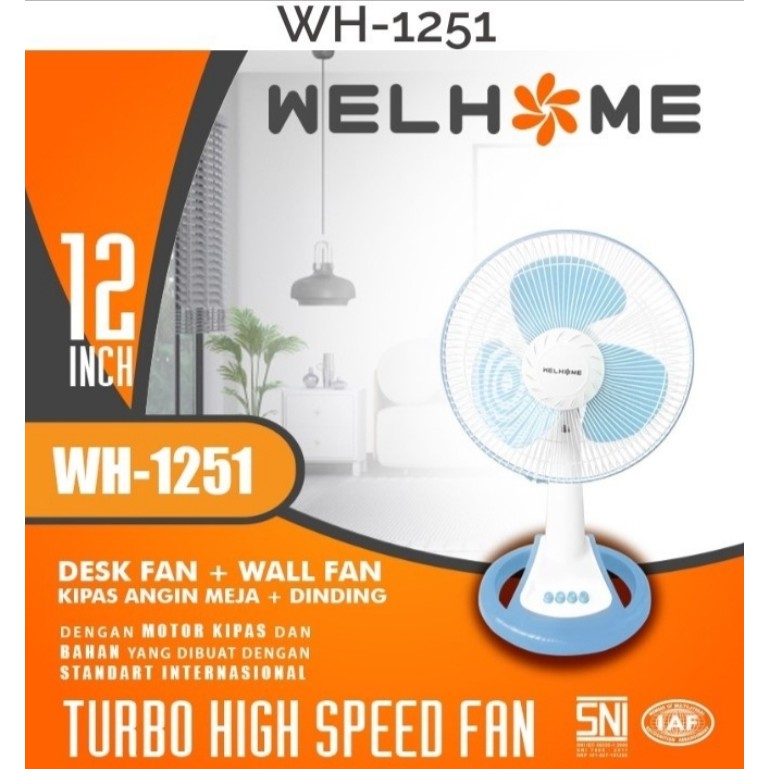 Kipas Angin Meja / Desk Fan WELHOME WH-1251 / WH-1252 2in 1 Meja&amp;Dinding