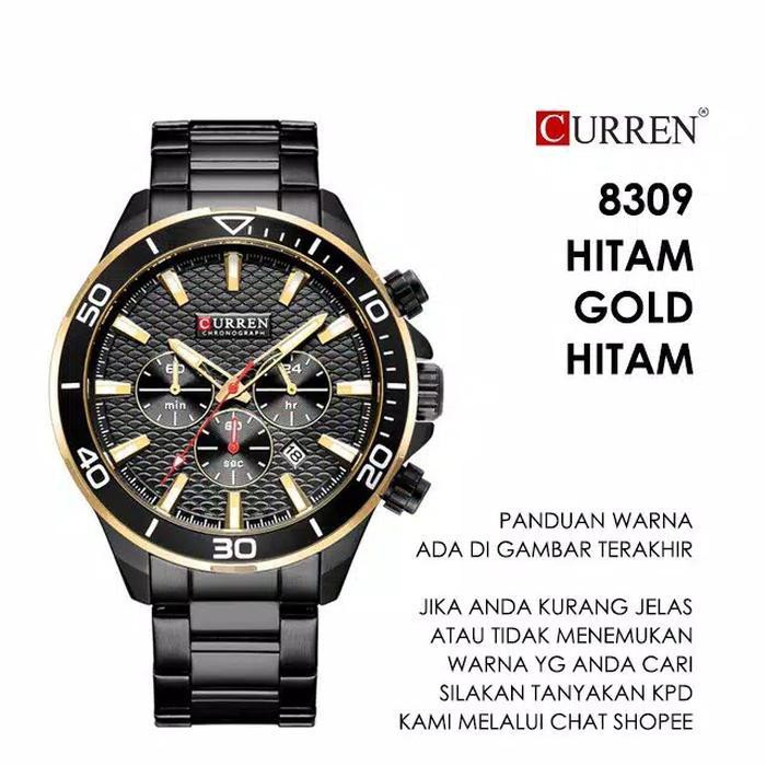 Terlaris Jam Tangan Pria CURREN 8309 Chrono Aktif - Gold Hitam Dijamin