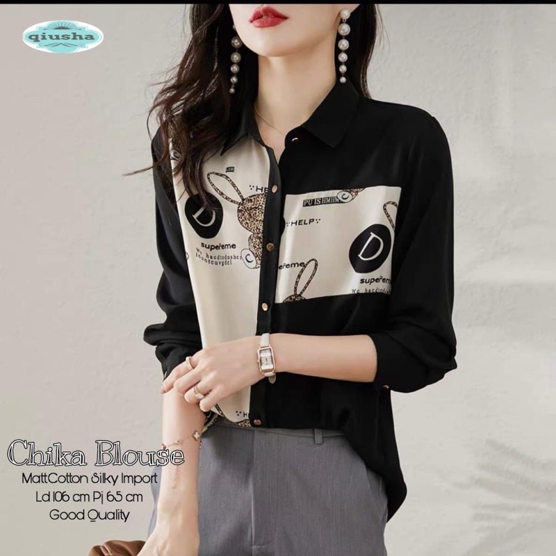 CHIKA BLOUSE by QIUSHA : blouse atasan wanita berkualitas nyaman halus busui original import