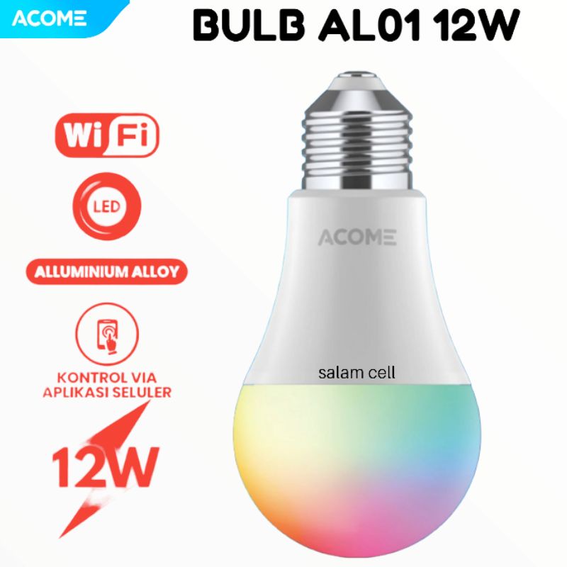 Acome Lampu Bohlam Smart WIFI LED 12W RGB Garansi Resmi 1 Tahun AL01