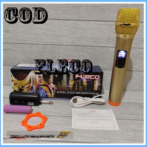 Mic Profesional Microphone Wireless Tanpa Kabel Merek Fleco type M11 - Free Busa /Sarung Mic MANTAP