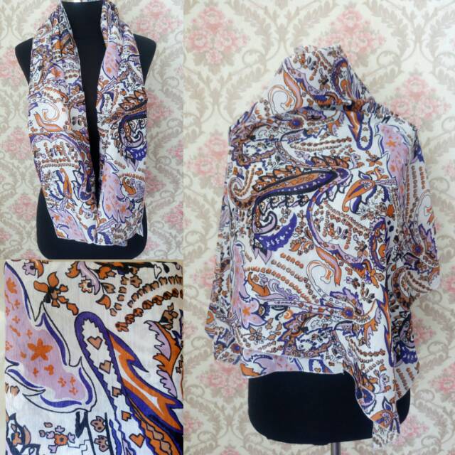 kerudung jilbab Pashmina Syal Shiffon Ungu