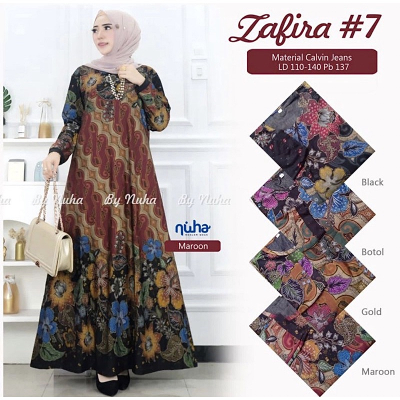 Zafira Maxy - Gamis Calvin Jeans Terbaru LD110+ Jumbo / R.22 - 023-6788