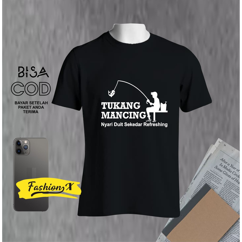 Kaos Pria Distro Keren Tukang Mancing Bandung Original Murah/Baju Oblong Katun 30s
