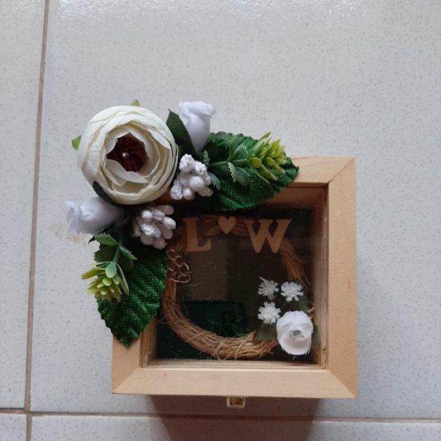 Kotak Cincin Kayu Segi 4 Gold | Ring Box Wedding Engagement