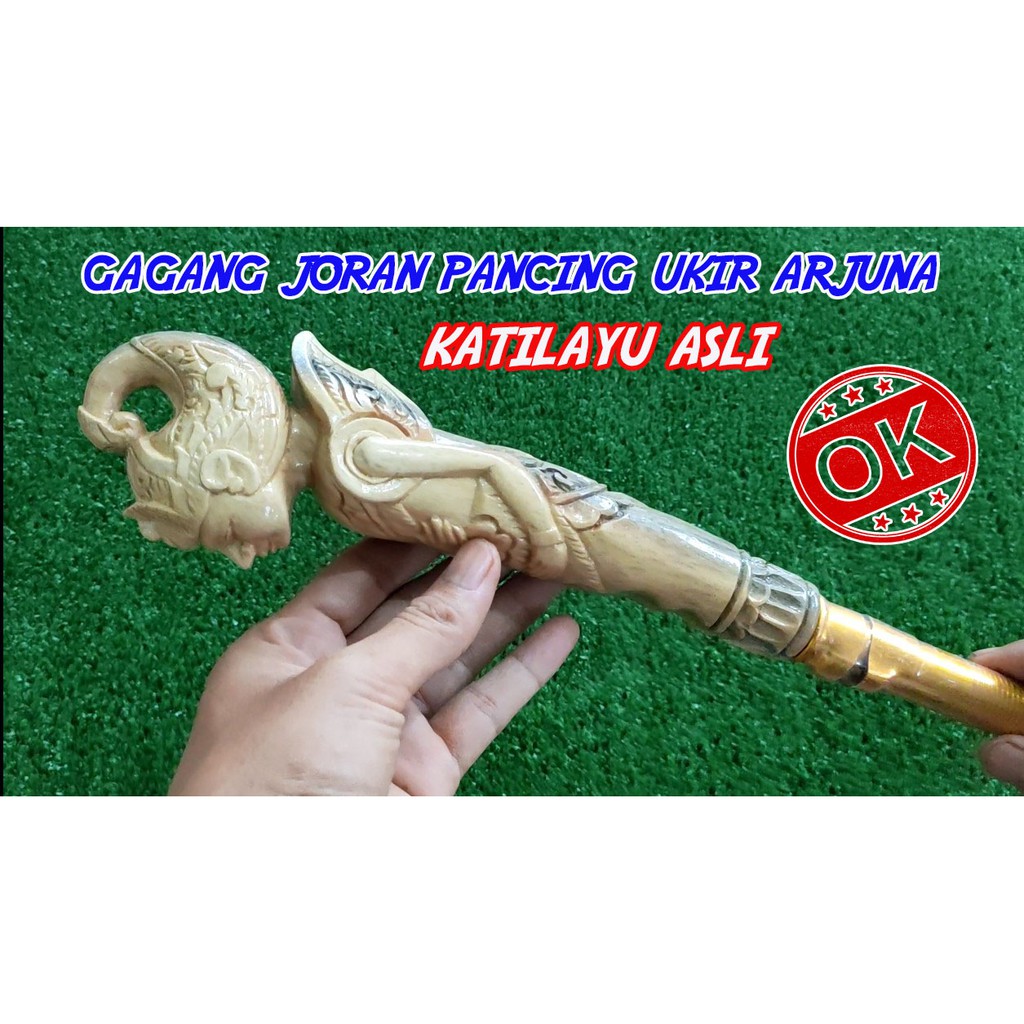 Gagang Joran / Pahul Pancing Ukir Arjuna Bahan Katilayu