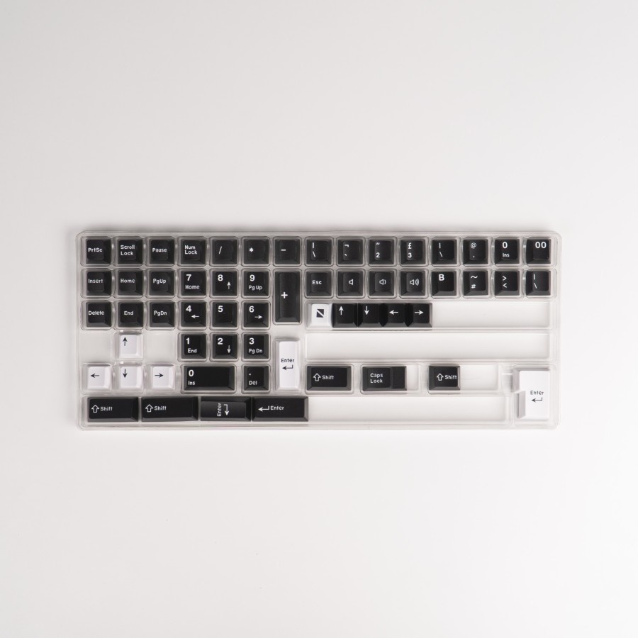 Noir White on Black PBT Double-shot Keycaps 167 Set Cherry Profile