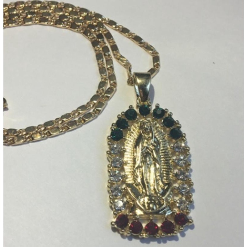 Kalung Rantai Lapis Emas 14k Dengan Liontin Guadalupe Untuk Pria / Wanita