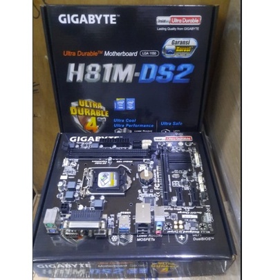 Motherboard H81 GIGABYTE H81M-DS2 LGA1150 DDR3 USB3.0 SATA3 RESMI 3TH