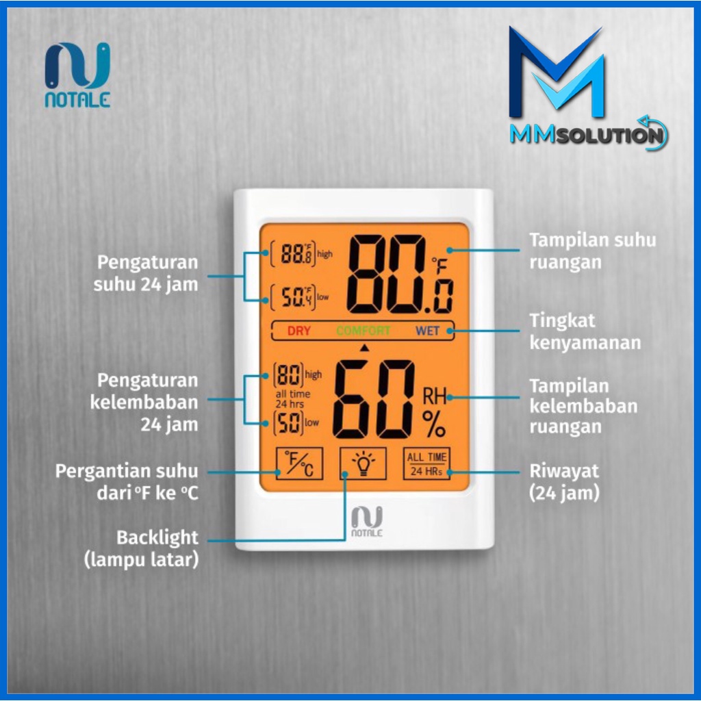 Notale Hygrometer Thermometer Humidity Meter Alat Ukur Kelembapan Suhu