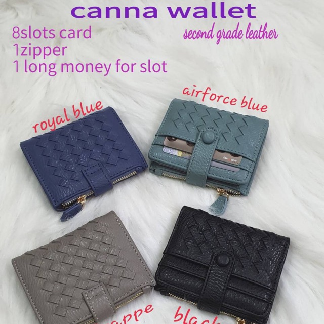 Dompet tipis cewek lipat anyaman kulit sintetis