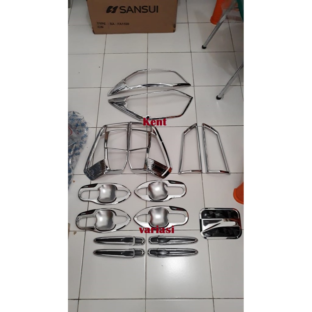 Paket Lengkap Garnish Lampu Outer Cover Handle Tank Calya Sigra Chrome