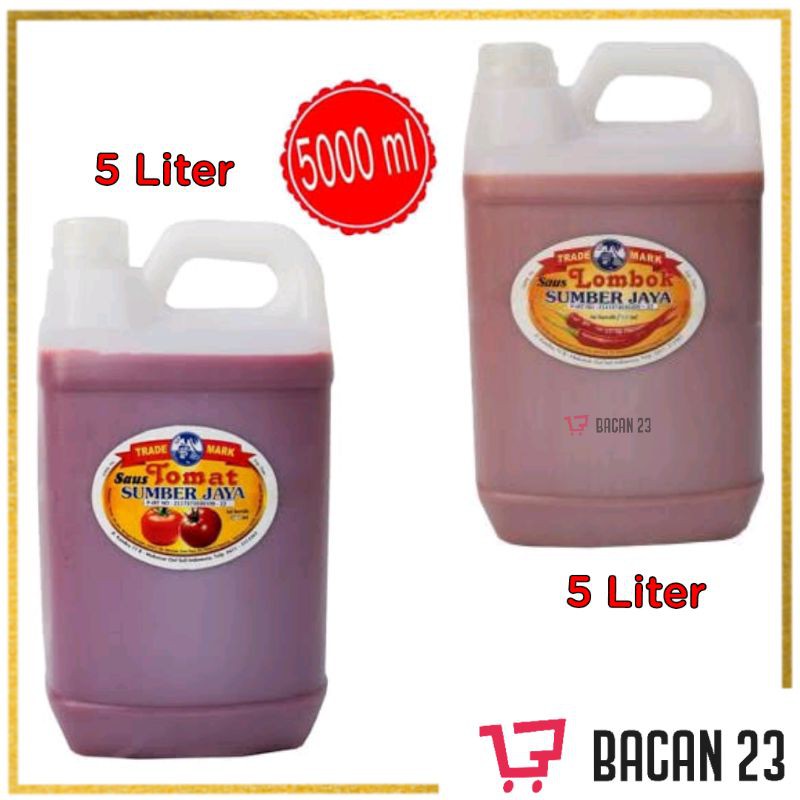 Sumber Jaya Jergen 5L ( Saus Tomat -  Saus Lombok ) / Saos Jerigen / Bacan23 - Bacan 23