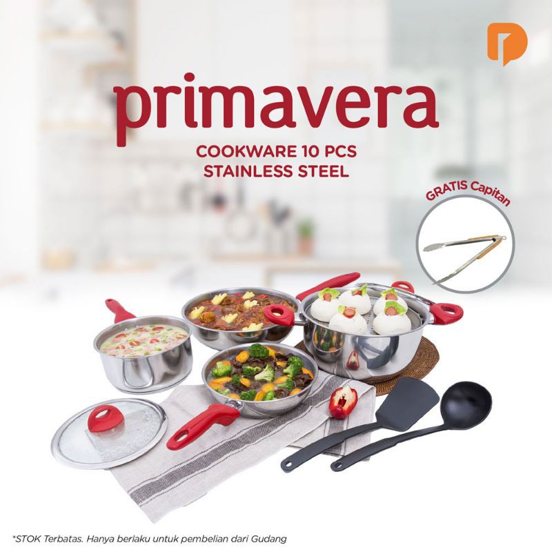 Primavera Cookware 10 pcs/ Cookware stainless steel/Peralatan masak/Panci set/panci Supra set