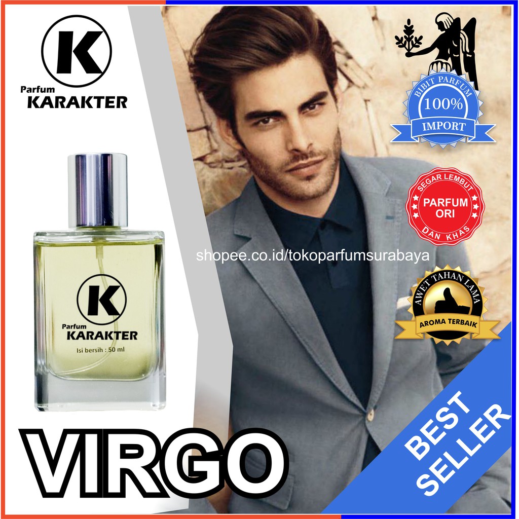 Bisa Cod | Parfum Cowok Zodiak Virgo | Bibit Parfum Import Wangi &amp; Tahan Lama | Kemasan 50ml