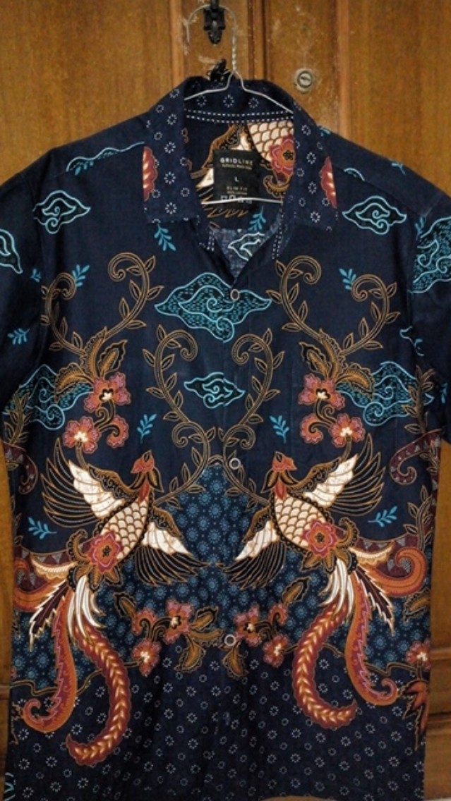 [gridline - S141 Green & Grey] Kemeja Batik Slimfit Pria Katun Lengan Pendek Match Keren Modern