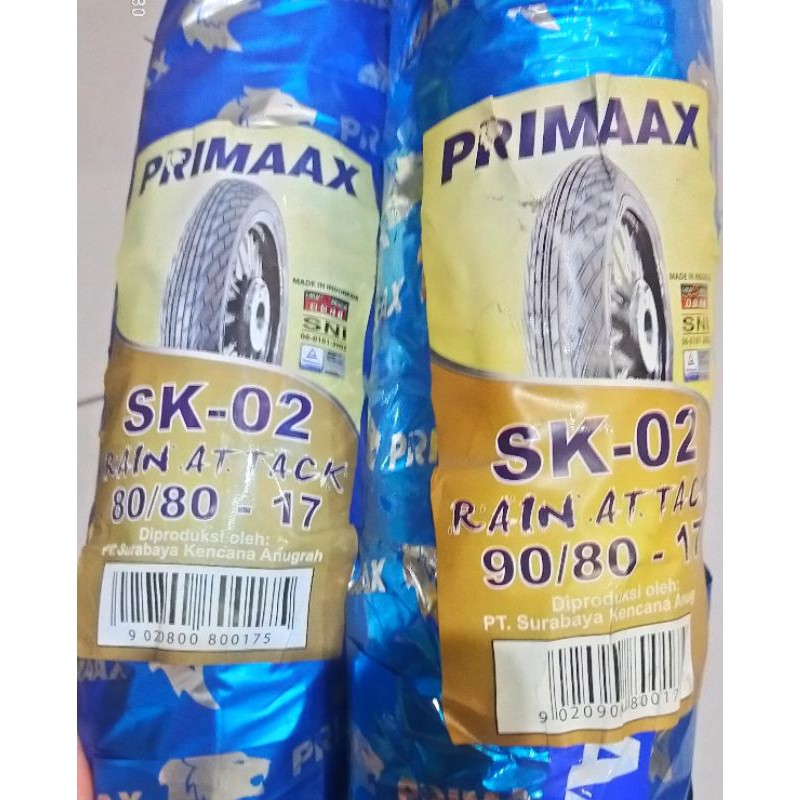 PAKET 2 BAN LUAR PRIMAAX SK02 80/80 + 90/80 RING 17 TUBETYPE