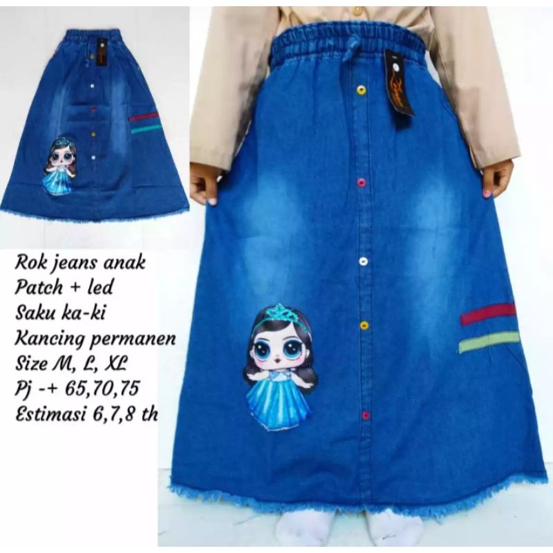 ROK JEANS PANJANG ANAK PEREMPUAN LED/LOL LAMPU NYALA COD