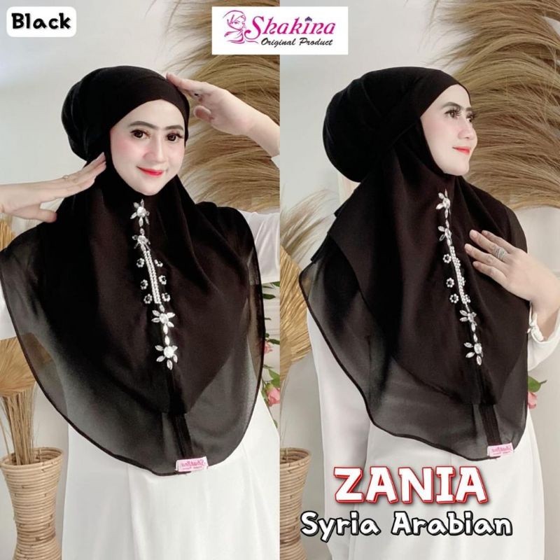 Jilbab instan Bergo Ceruti Zania Syria Arabian Ori Shakina Hijab-Hitam