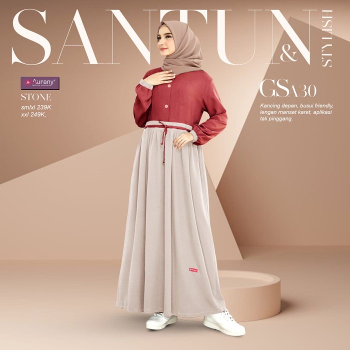 PREMIUM BARU AURANY GSA30 STONE / GAMIS MUSLIMAH DEWASA / GAMIS SYARI - L