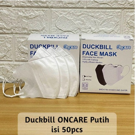 MASKER DUCKBILL ONCARE PUTIH 3 PLY ISI 50 PCS [SWEETSPACE]