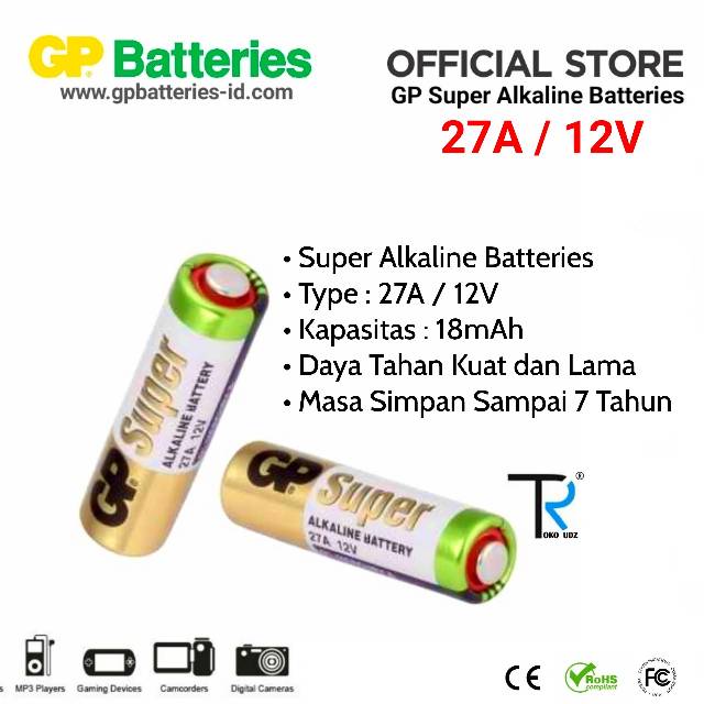 Baterai 27A Batre A27 Super Alkaline 12V GP Original Batre Kunci Remote Mobil Doorbell