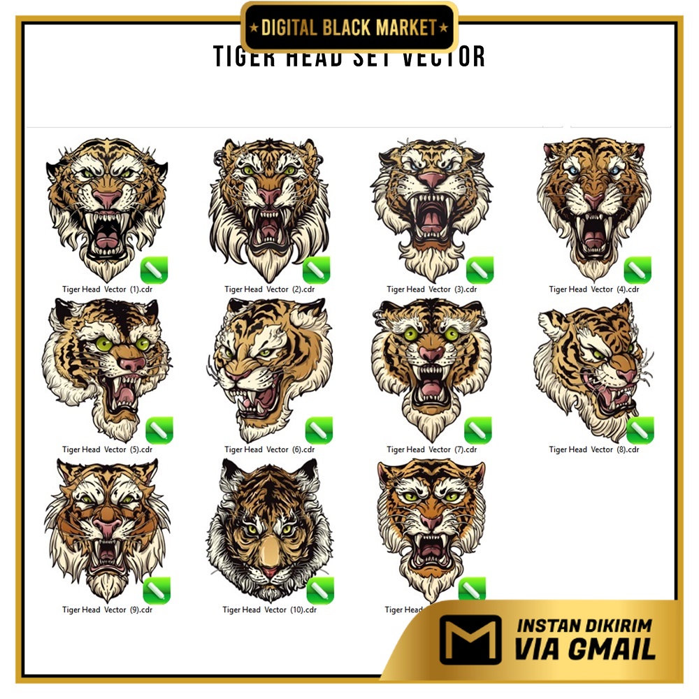 Tiger Head Set Vector - Coreldraw