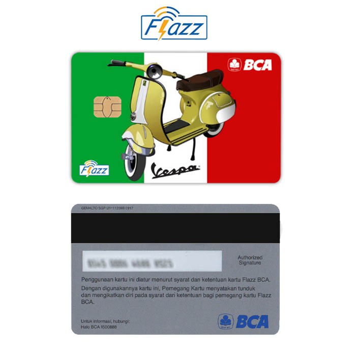 Motor Vespa Kartu E-Money E-Toll Flazz BCA Custom Card