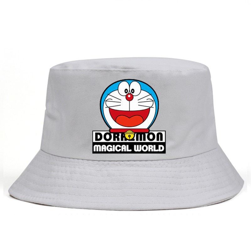 Topi Bucket Lipat Motif Print Anime Doraemon Untuk Unisex