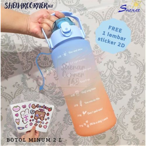 SHENAR BOTOL MINUM MOTIVASI 2 LITER (FREE STIKER) / BOTOL MINUM VIRAL / BOTOL MINUM ANAK, SHENARCORNER168