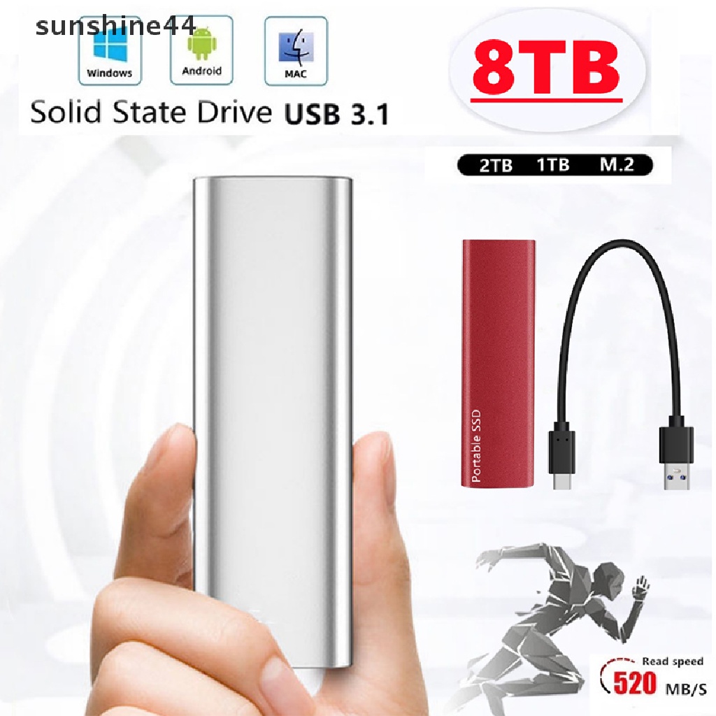 Sunshine 8TB External SSD Hard Drive Portable Solid Drive Hdd for Laptop Type C USB 3.1 ID