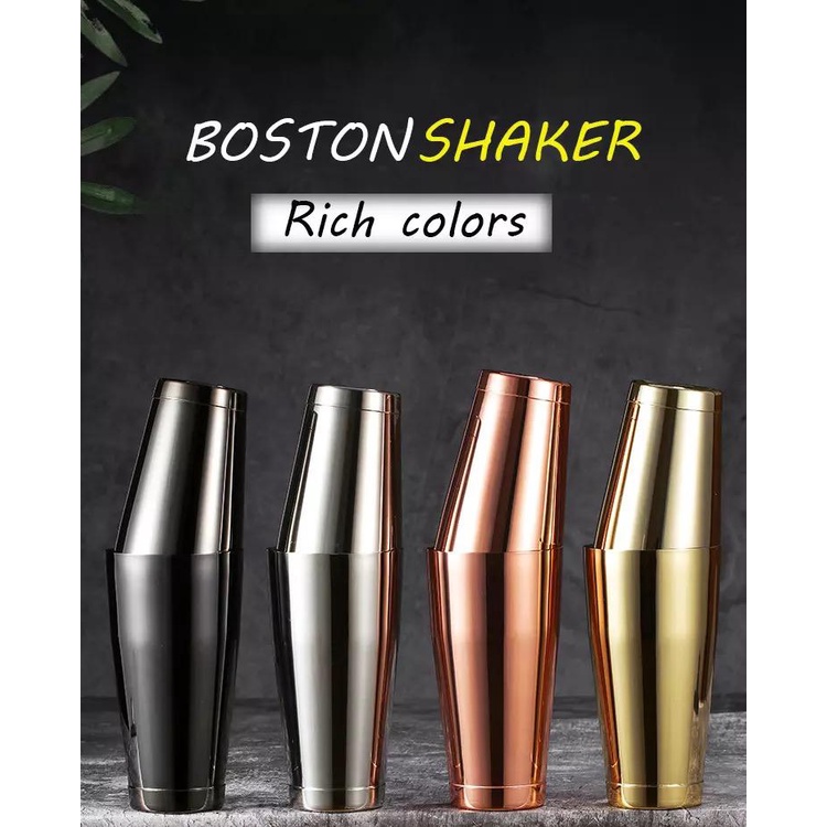 boston shaker premium color 700ml / 500ml / botol tempat pengocok minuman barista bartender bar tools / shaker stainless