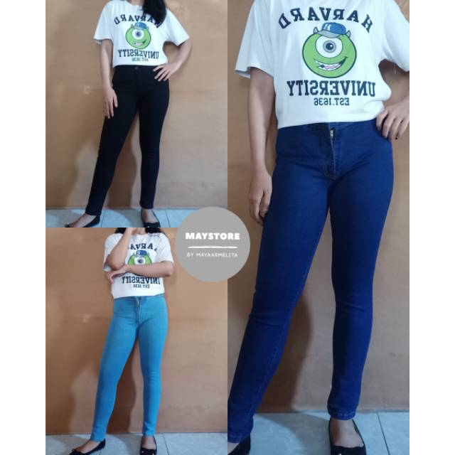  Celana  Highwaist Wanita Celana  Jeans Wanita Bahan  Tebal  