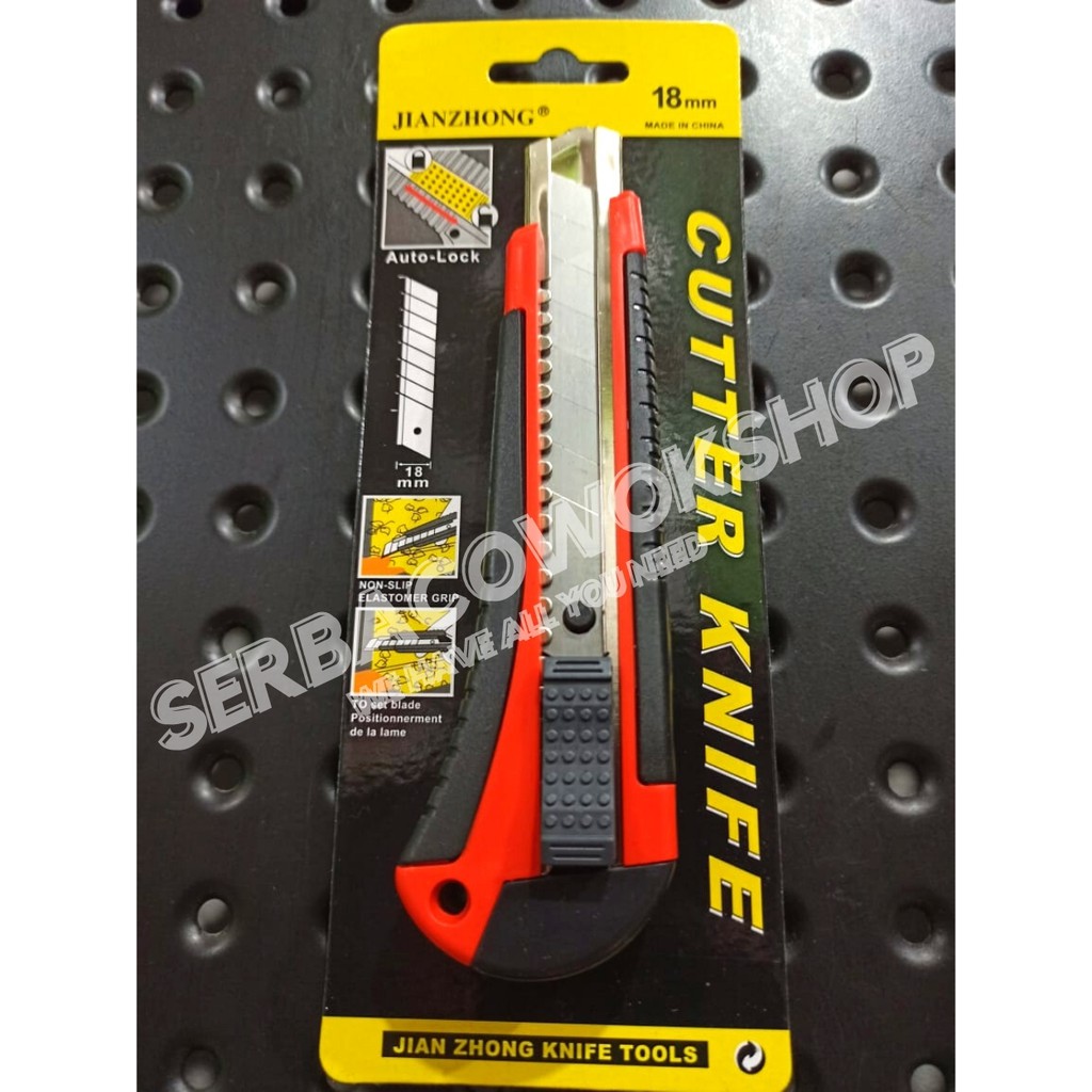 Pisau Cutter L 500 Besar Cutting Knife 180 mm Auto Lock Model Sorong Tajam Termurah Berkualitas