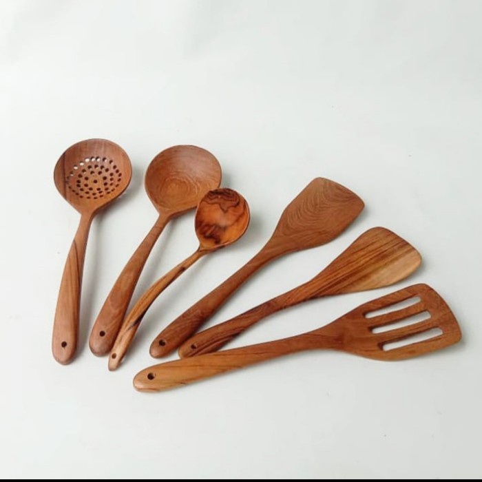 Spatula Wooden Cooking Spoon Spatula Sodet Sutil Kayu Set 6
